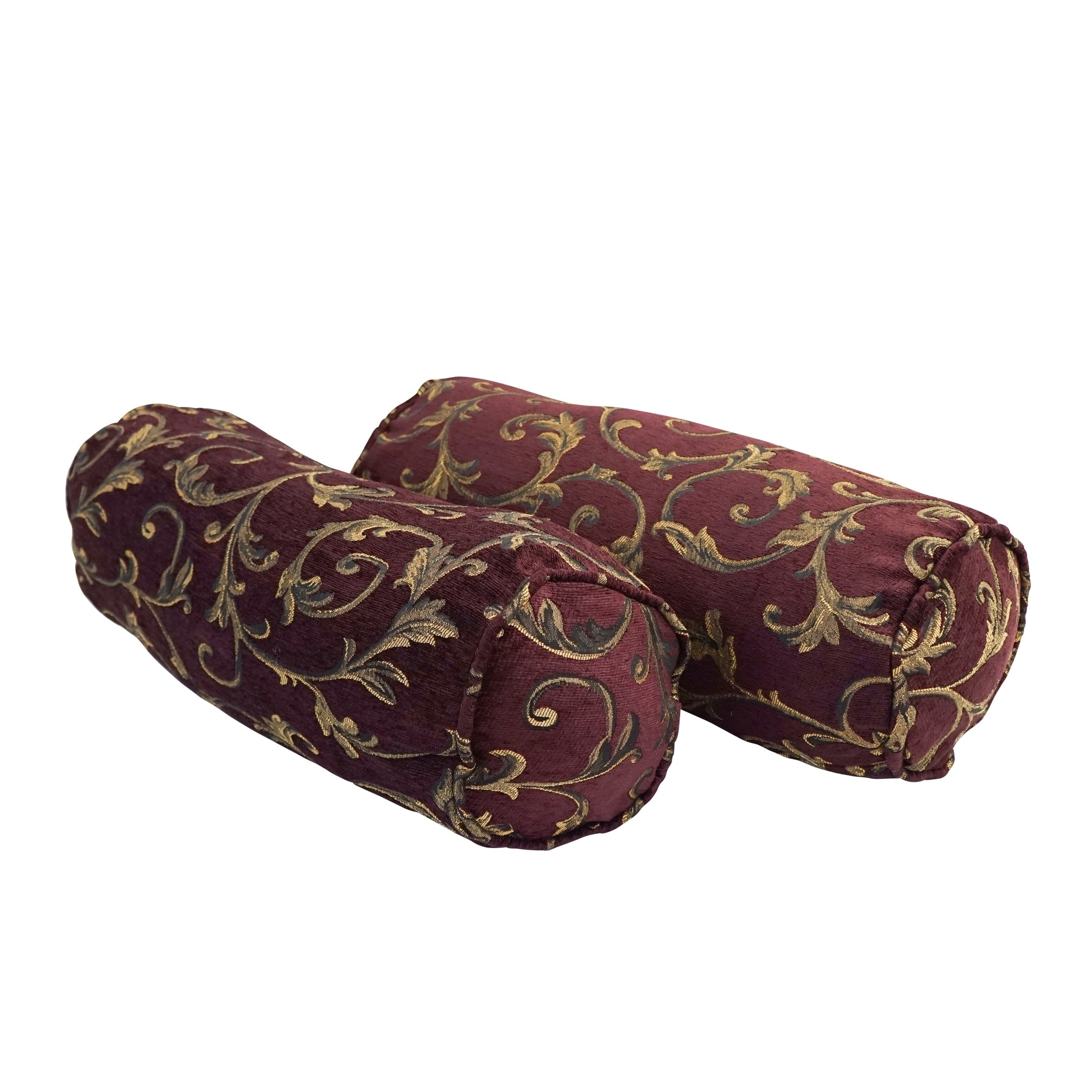 20 Inch By 8 Inch Corded Patterned Jacquard Chenille Bolster Pillows Set Of 2
