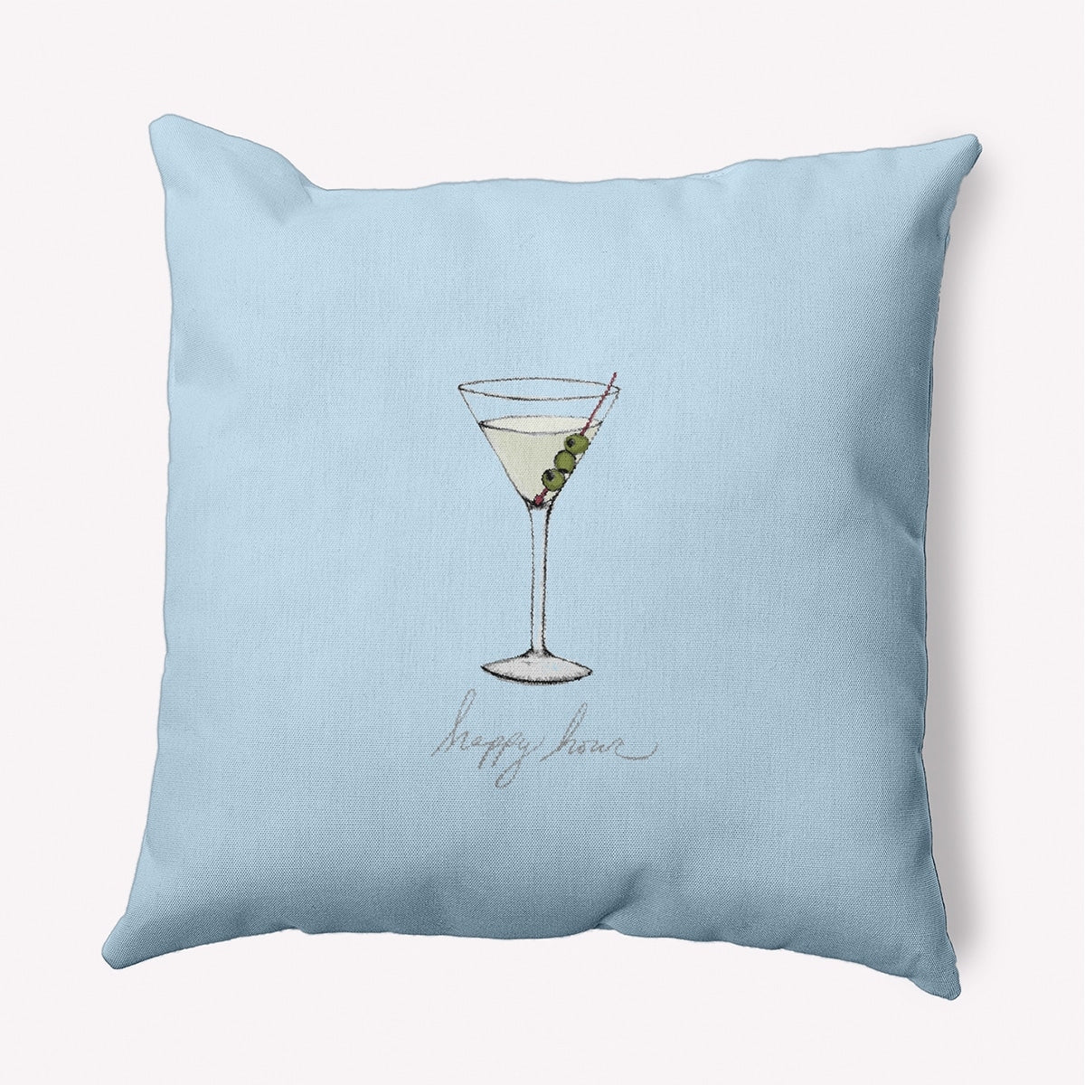 20 X 20 Inch Martini Glass Happy Hour Geometric Print Outdoor Pillow