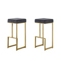 20.1 In. H Radiant Gold Finish Backless Metal Bar Stool With Faux Leather Square Seat Set Of 2