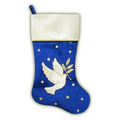 20.5 Royal Blue And White Velvet Dove With Twig Decorative Christmas Stocking
