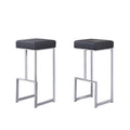 20.5 In. H Gray Silver Finish Backless Metal Bar Stool With Faux Leather Square Seat Set Of 2