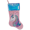 20.5 Pink Velvet Unicorn Reversible Sequins Christmas Stocking