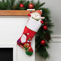 20.5 Red And White Glittered Santa Claus And Reindeer Christmas Stocking