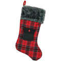 20.5 Red And Black Plaid Christmas Stocking With Pocket And Faux Fur Cuff