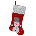 20.5 Red And White Snowman Embellished And Embroidered Christmas Stocking With Sequined Cuff