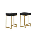 20.9 In. H Black Finish Backless Metal Bar Stool With Faux Leather Square Seat Set Of 2