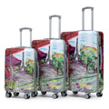 20 24 28 3 Pcs Set In Pc Spinner Wheel Luggage Carry On Suitcase With Printed Pattern And Combination Lock