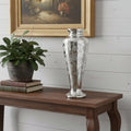 20 Antiqued Silver Etched Floral Glass Round Table Vase 7.50