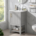20 Bathroom Vanity With Ceramic Sink Soft Close Door Open Shelf Door Storage Rack Solid Wood Mdf Construction
