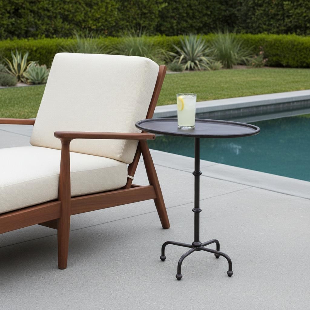 20 Black Aluminum Oval Outdoor Pedestal Side Table