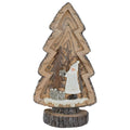 20 Brown And White Rustic Tabletop Christmas Tree With A Winter Scene.