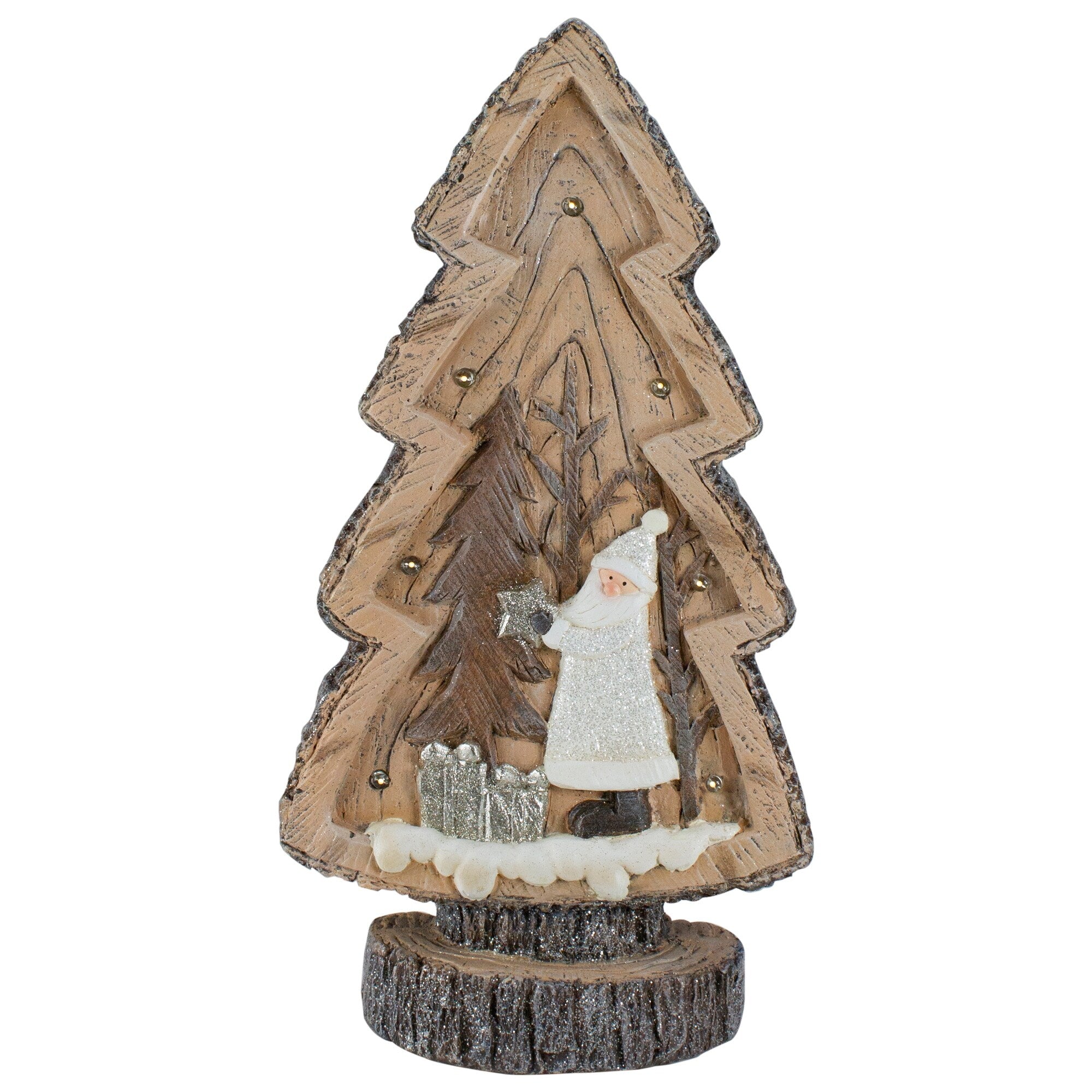 20 Brown And White Rustic Tabletop Christmas Tree With A Winter Scene.