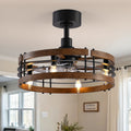 20 Ceiling Fan With Light 4 Light E12 5 Blade Black 6 Speed Dc Motor Reversible Quiet Cage Fan Downrod Mount Remote Control
