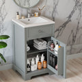 20 Compact Freestanding Bathroom Vanity With Ceramic Sink With Soft Close Door Adjustable Shelf Interior Storage Rack