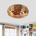 20 Farmhouse Flush Mount Caged Ceiling Fan With Light Kit And Remote Control Rustic Low Profile Rope Chandelier Ceiling Fan