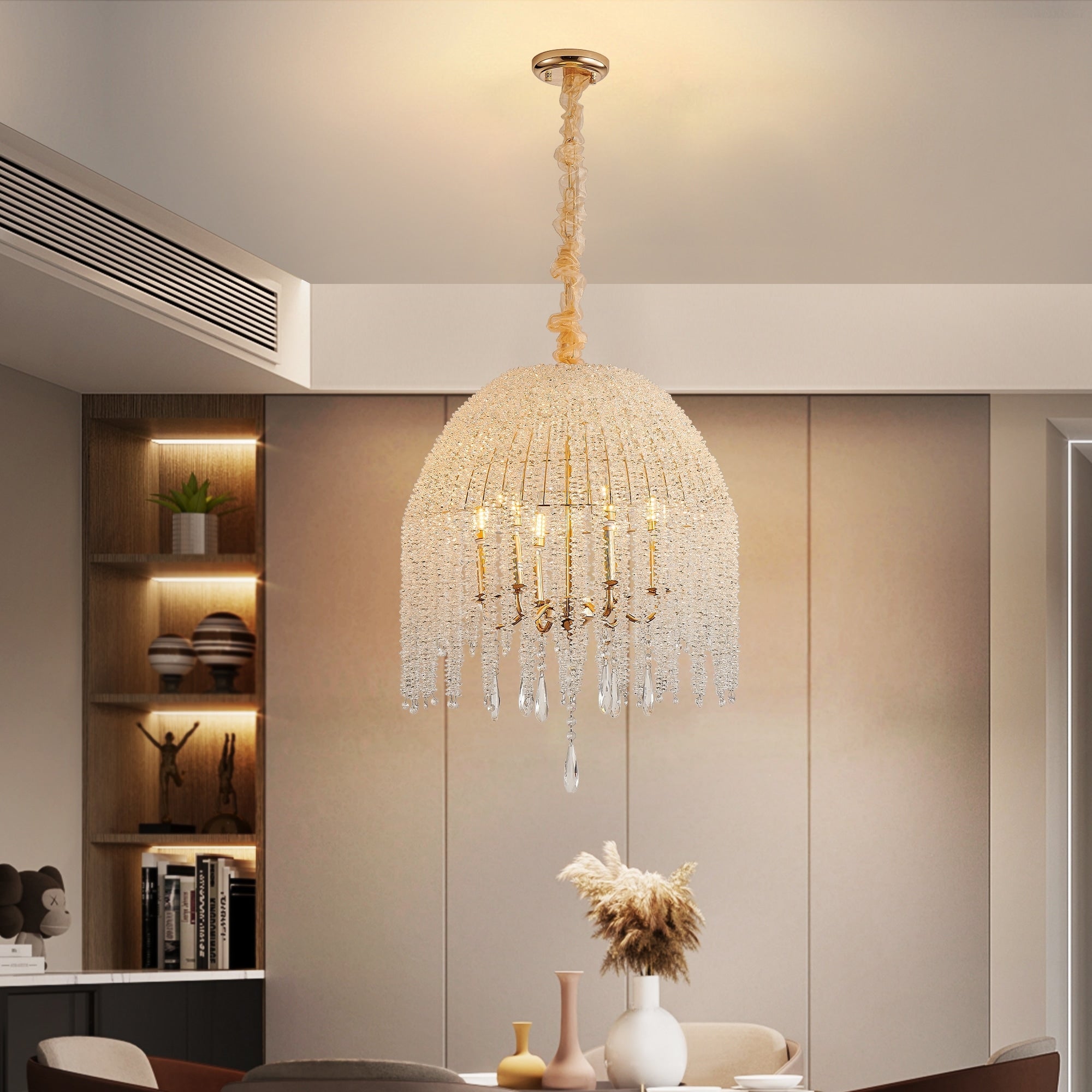 20 Gold Finish Crystal Chandelier 20 Inch