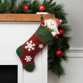 20 Green And Red Snowflake Applique Christmas Stocking With Blanket Stitching