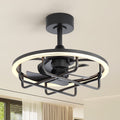 20 Industrial Cage Ceiling Fan With Rgb Light Remote Control Reversible 6 Speed Motor Quiet Bedroom Fan 20 Inch
