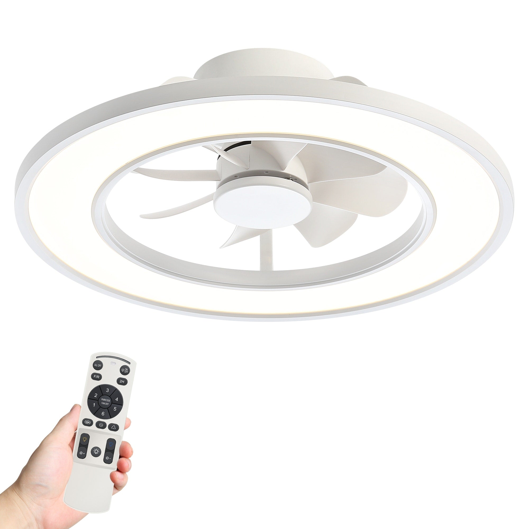 20 Led Cage Ceiling Fan With Light And Remote Control Dimmable 3 Cct 6 Speed Dc Motor Reversible Low Profile Flush Mount