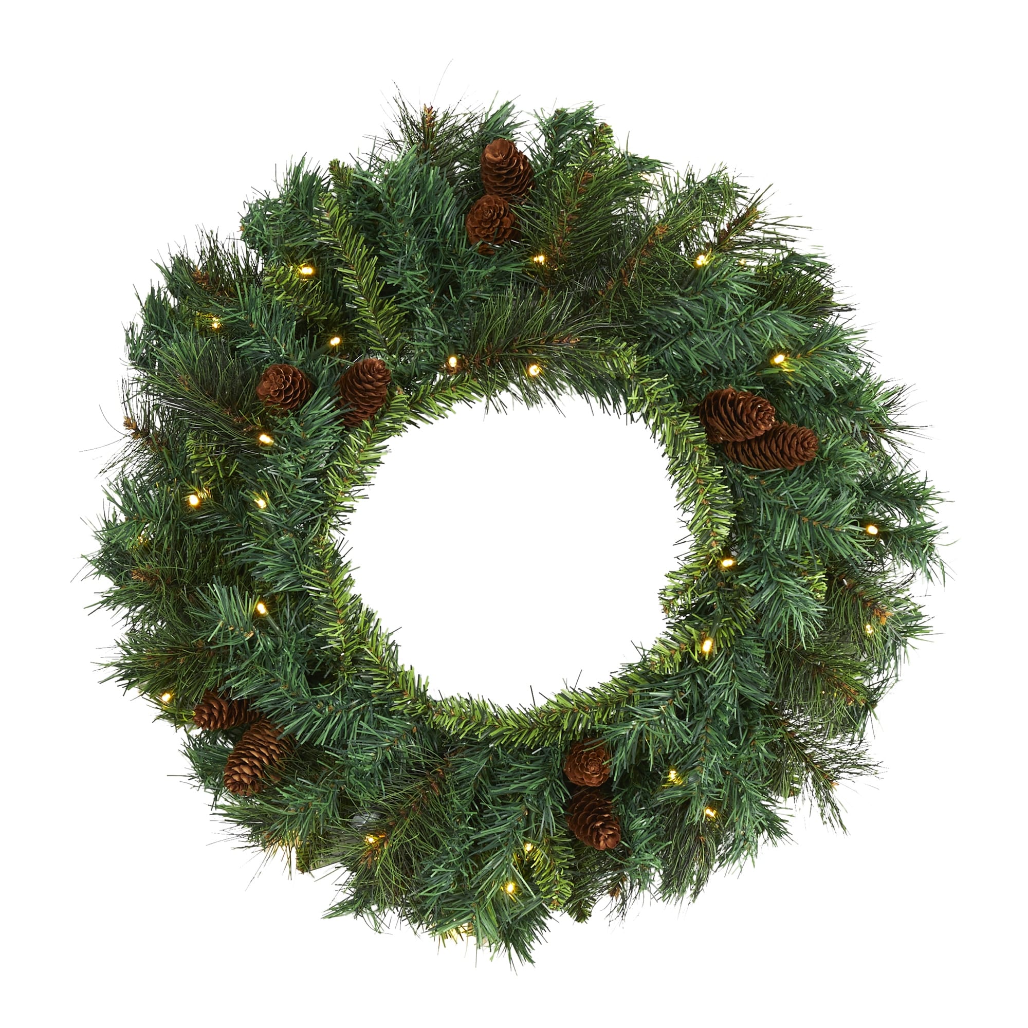 20 Mixed Pine And Pinecone Christmas Wreath With 35 Clear Led Lights