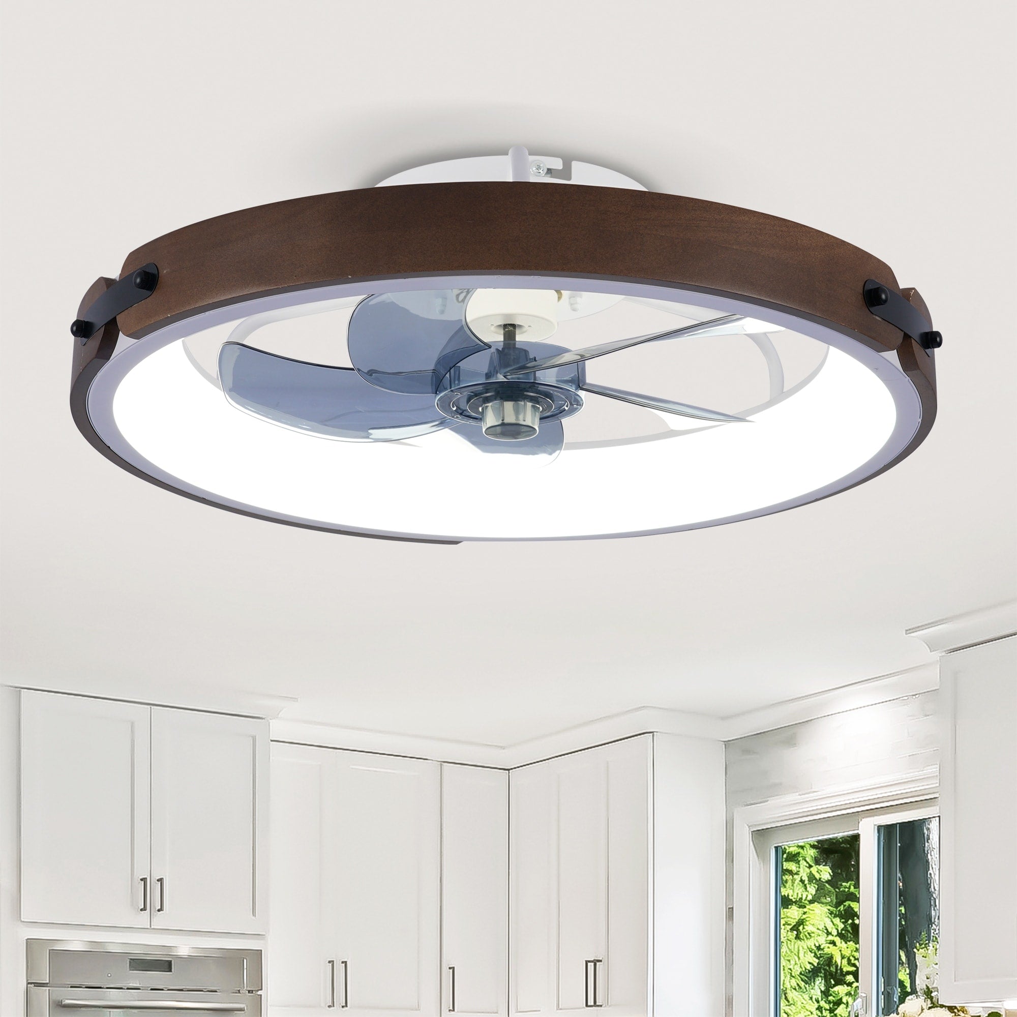 20 Modern Flush Mount Ceiling Fan With Lights And Remote Control Low Profile Dimmable Led Wood Ceiling Fan For Bedroom
