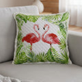 20 Off White Pink And Green Flamingo Throw Pillow Cover With Fringe