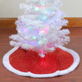 20 Red Glittered Mini Christmas Tree Skirt With Faux Fur Trim
