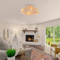 20 Rope Caged Flush Mount Ceiling Fans With Remote Without Bulbs