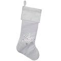 20 Silver And White Snowflake Christmas Stocking With Silver Cuff