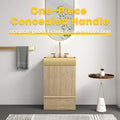 20 Striped Bathroom Vanity With Integrated Brushed Gold Stainless Steel Bathroom Sink One Piece Metal Basin Without Faucet