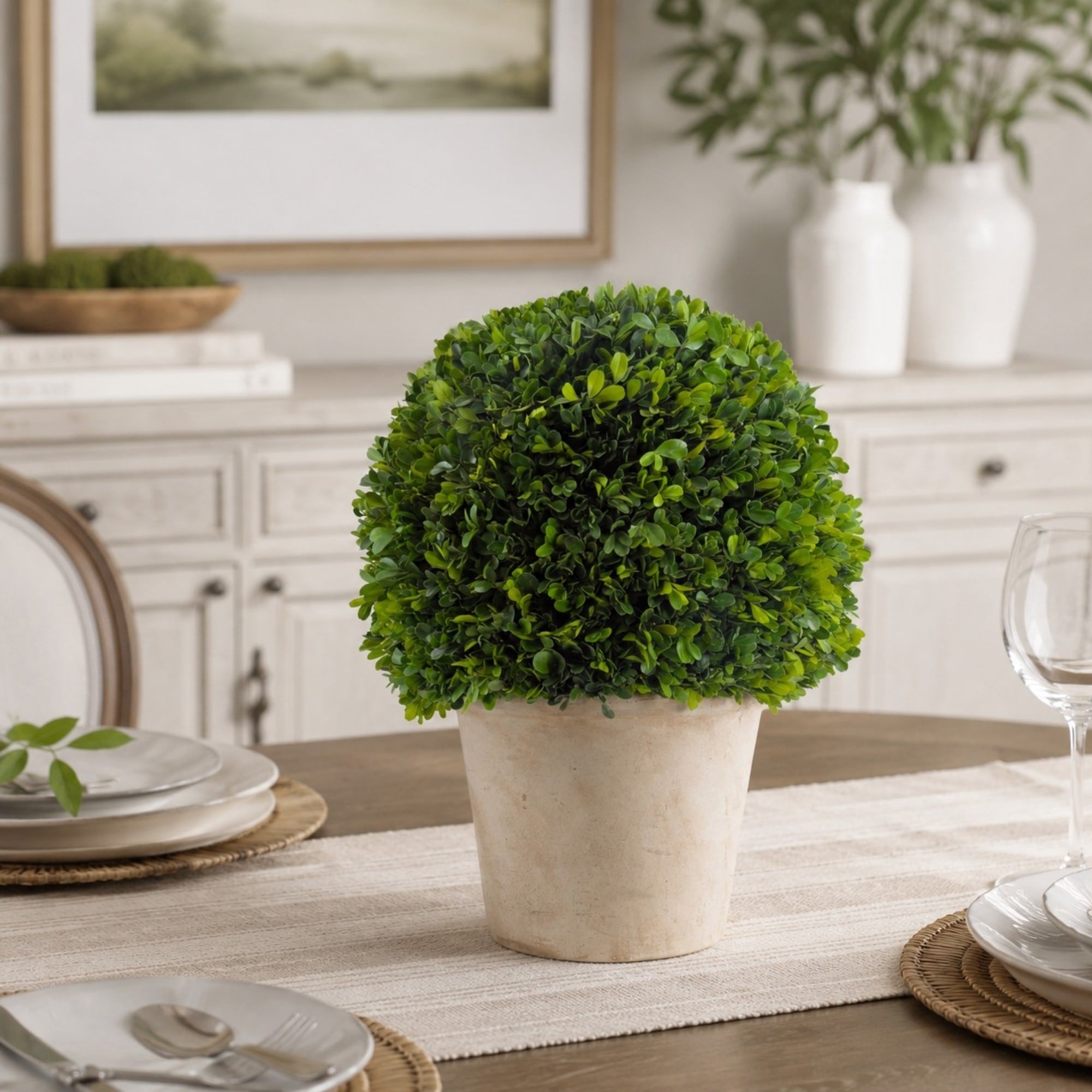 Evergreen 20 Tall Preserved Evergreen Boxwood Ball Topiary In Terracotta Pot