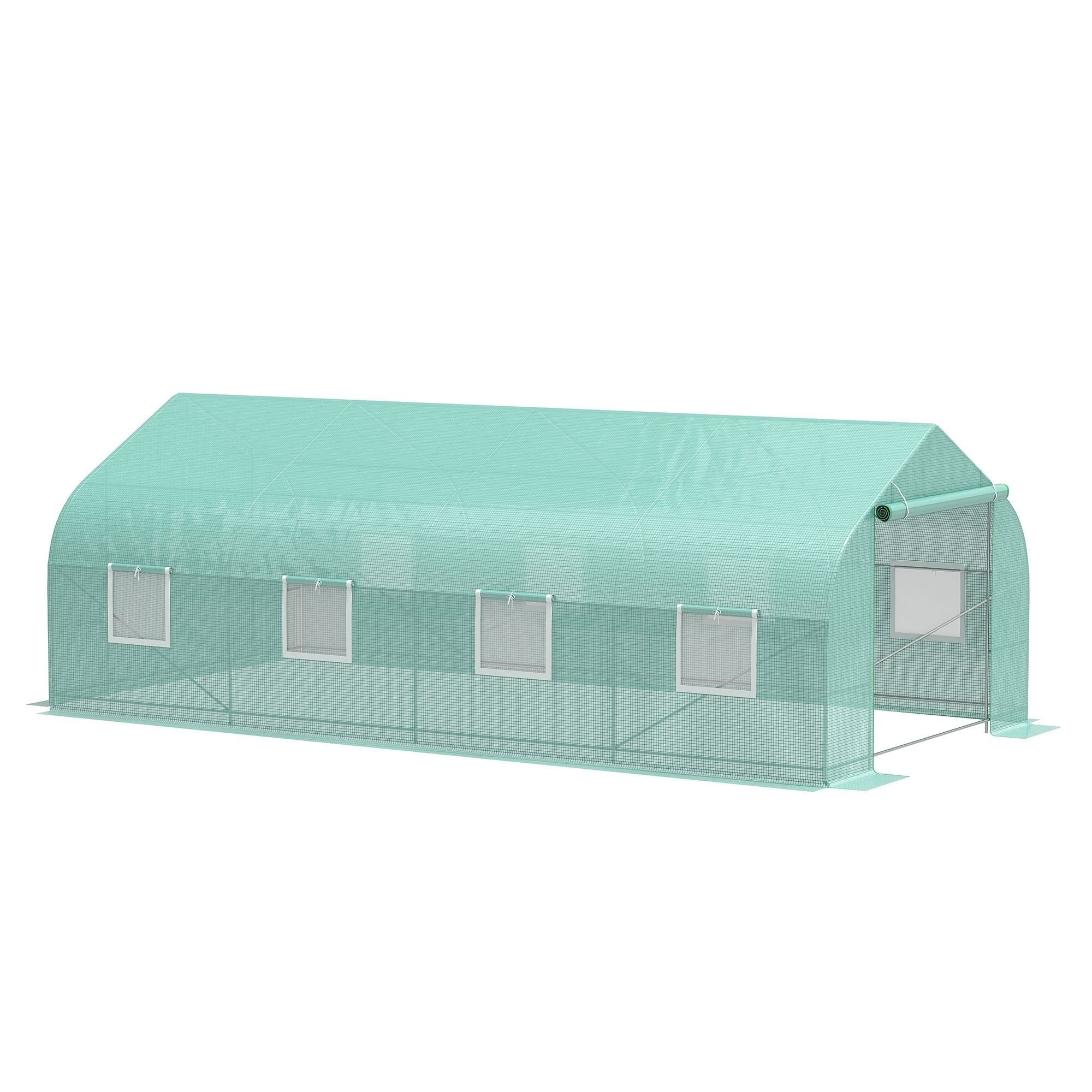 20 Walk In Steeple Greenhouse Outdoor Backyard Plant Seed Growth Shed Tunnel Warm House With 2 Anchor Way Green
