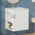 20 Wall Mounted Modern Bathroom Cabinet Combo W Soft Close Door Side Storage Sink Included White