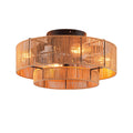 20 Double Tier Rope Caged Flush Mount Ceiling Fan With Light Kit Not Included Bulbs With Remote Control 6 Speed Dc Motor