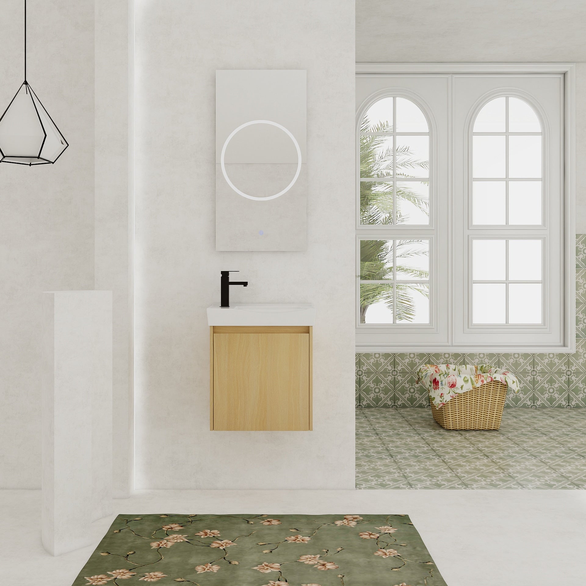 20 Inch Wall Mounted Bathroom Vanity With Ceramic Sink Storage Cabinet With Doors Bathroom Cabinet Set