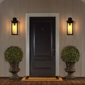 20 H Set Of 2 Modern Outdoor Wall Lanterns With Clear Glass Ambient Light Sensors Weatherproof Wall Sconces E26 Bulb