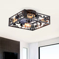 20 Farmhouse Flush Mount Caged Ceiling Fan With Lights And Remote Black Square Bladeless 6 Speeds Reversible Ceiling Fan