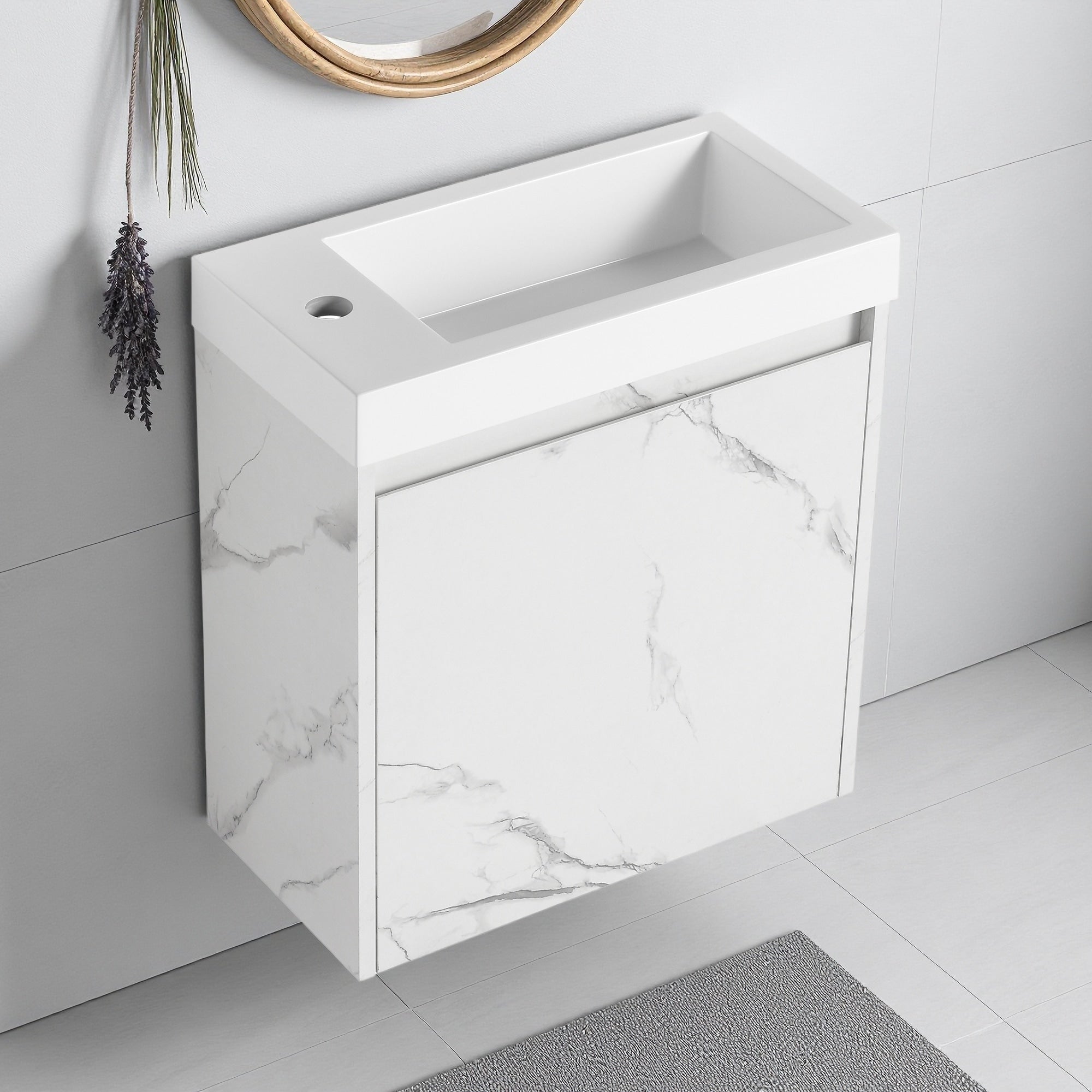20 Floating Wall Mounted Bathroom Vanity With Resin Sink Soft Close Cabinet Door
