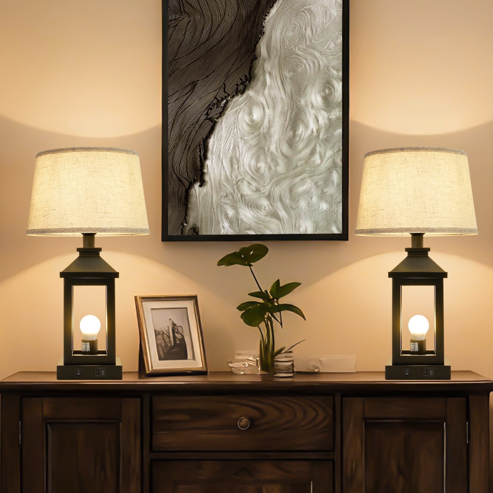 20 Plug In Farmhouse Dimmable Touch Control Table Lamps Set Of 2