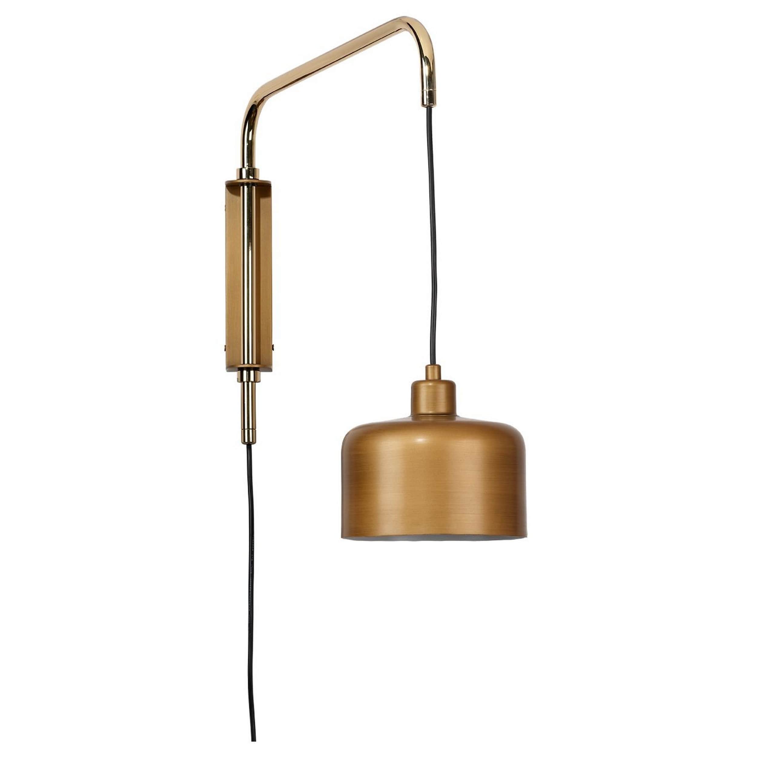 21 Inch Modern Wall Sconce Lamp Polished Satin Brass Swing Arm Design