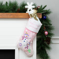 21 Light Pink Babys First Christmas Velveteen Snowmen Christmas Stocking