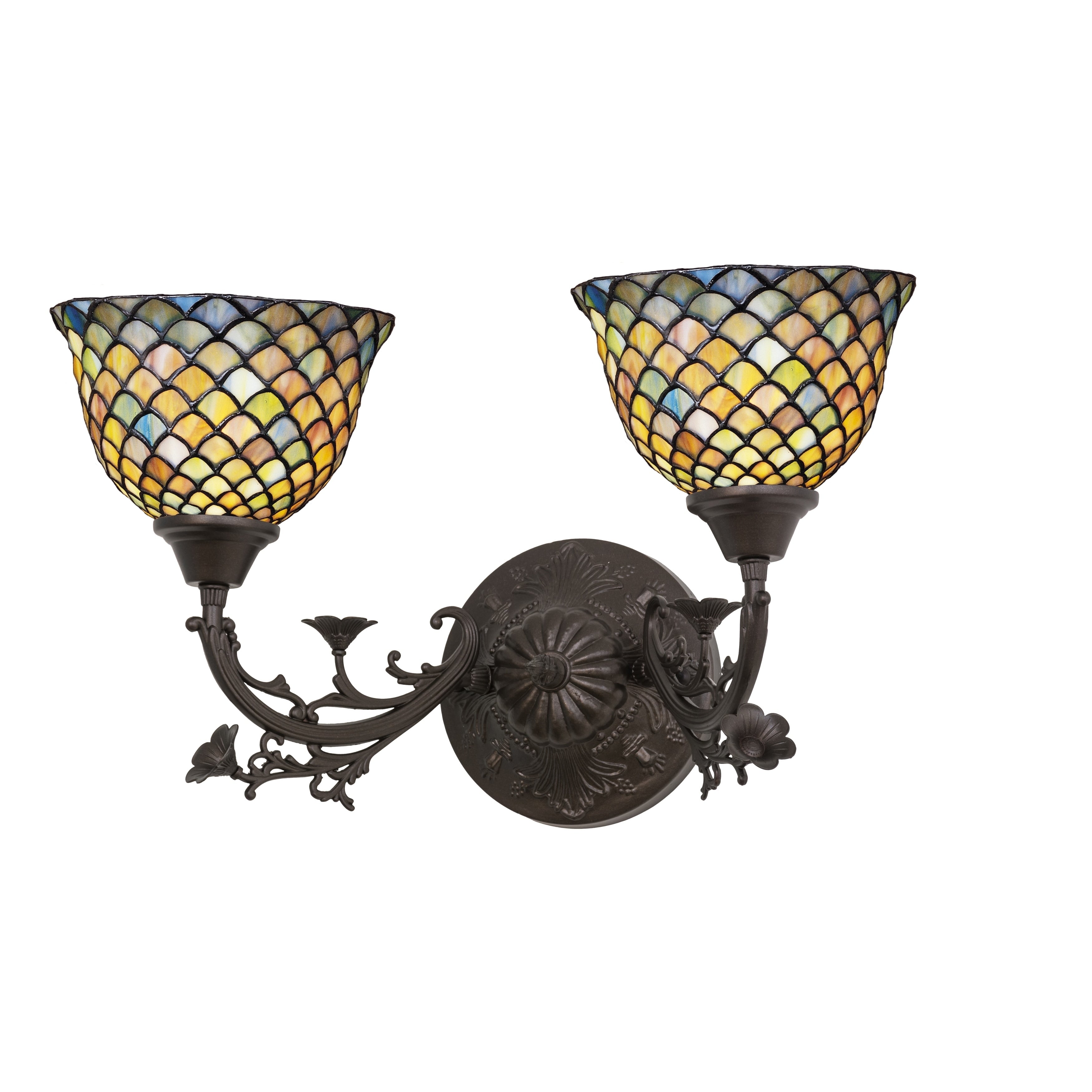 21 W Tiffany Fishscale 2 Lt Wall Sconce