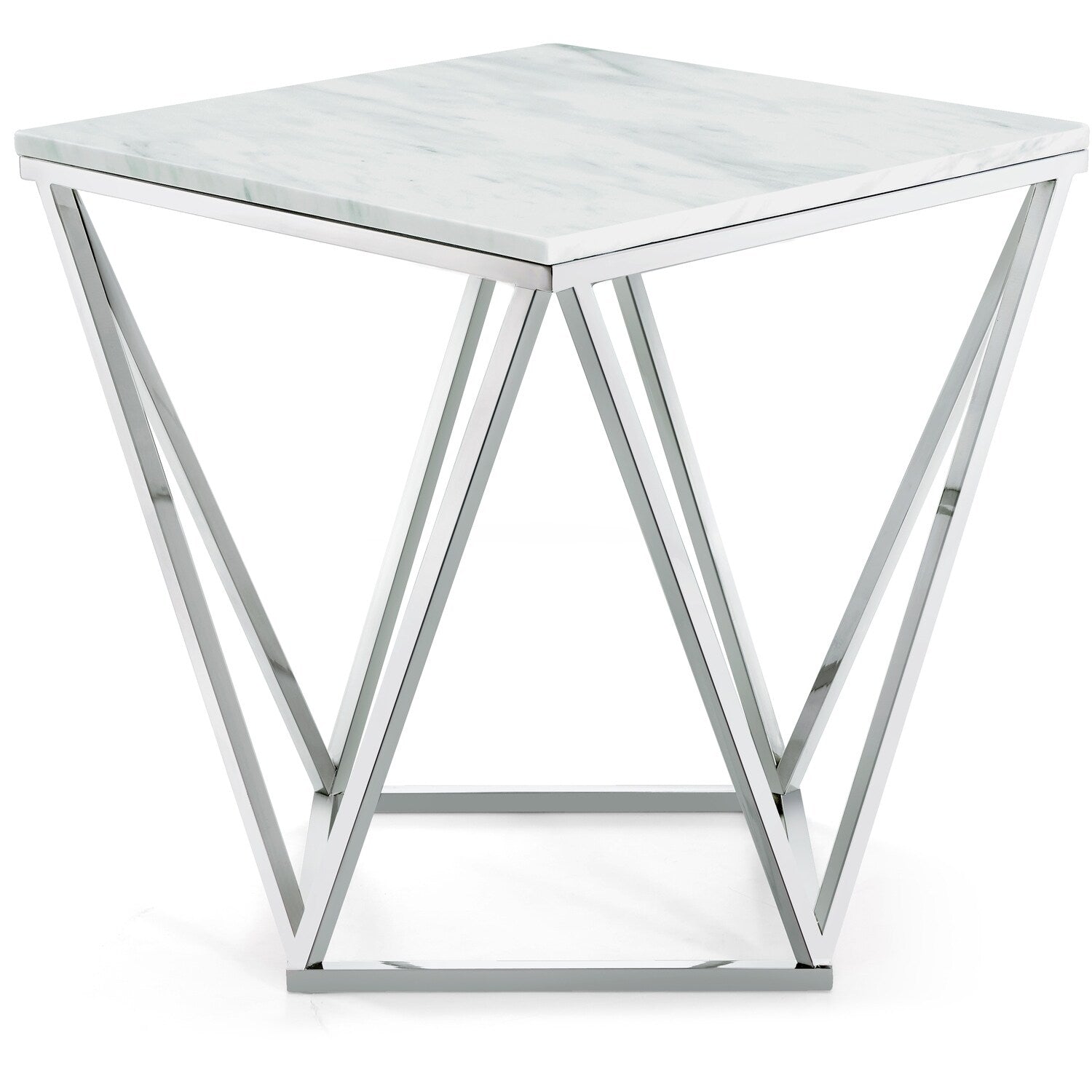 21 In. W Grey Finish Square Shape Aluminum Frame End Table 8 X 11
