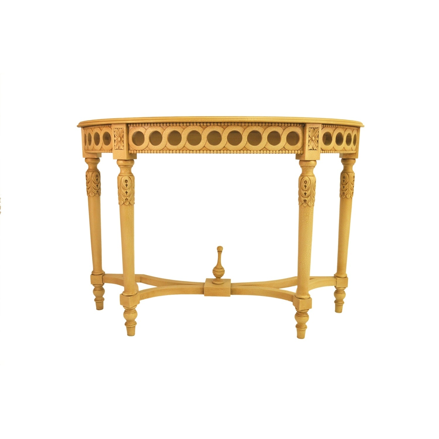 21 In. W White Gold Finish Round Shape Steel Frame End Table 8 X 11