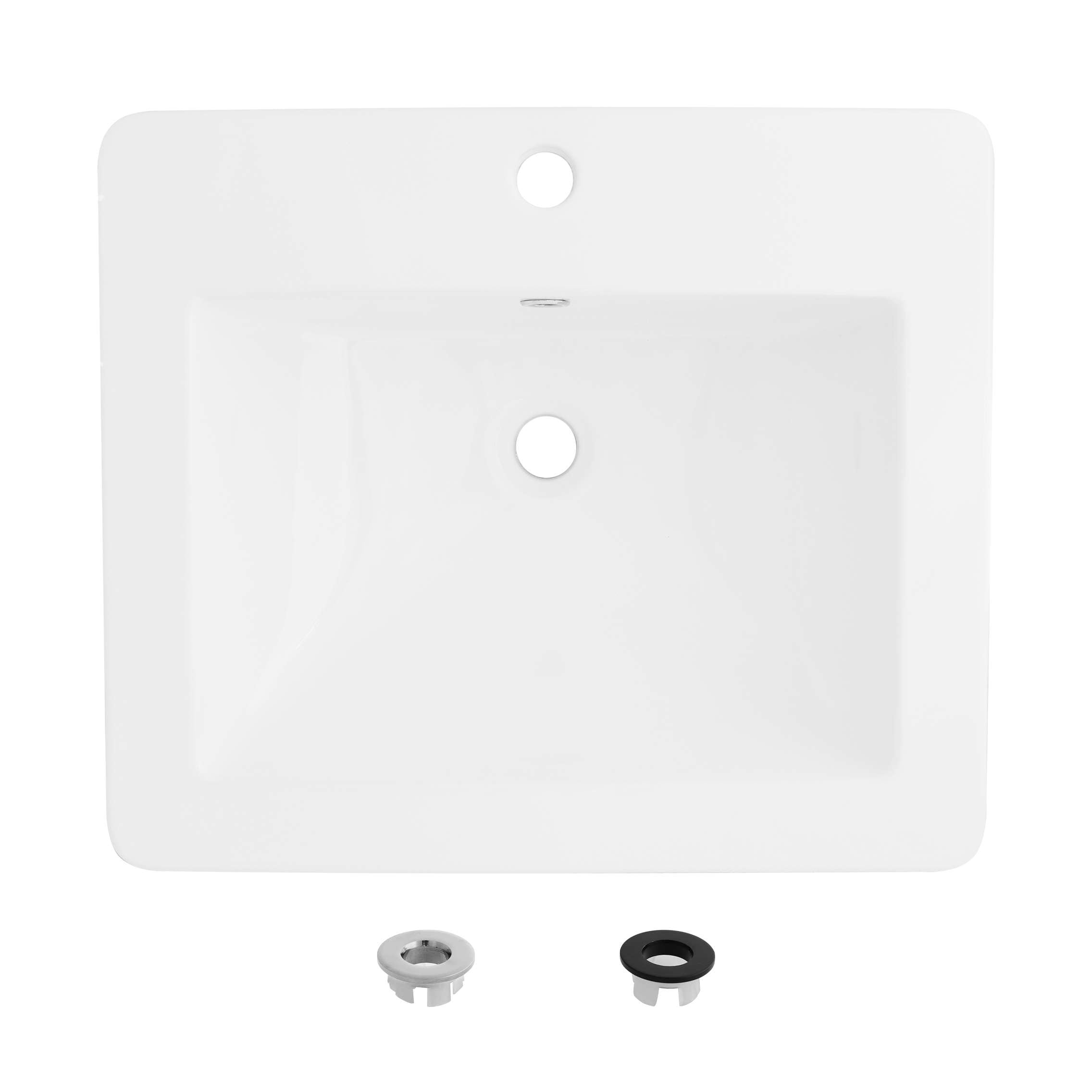 21.25 W X 18 D White Porcelain Rectangular Drop In Bathroom Sink