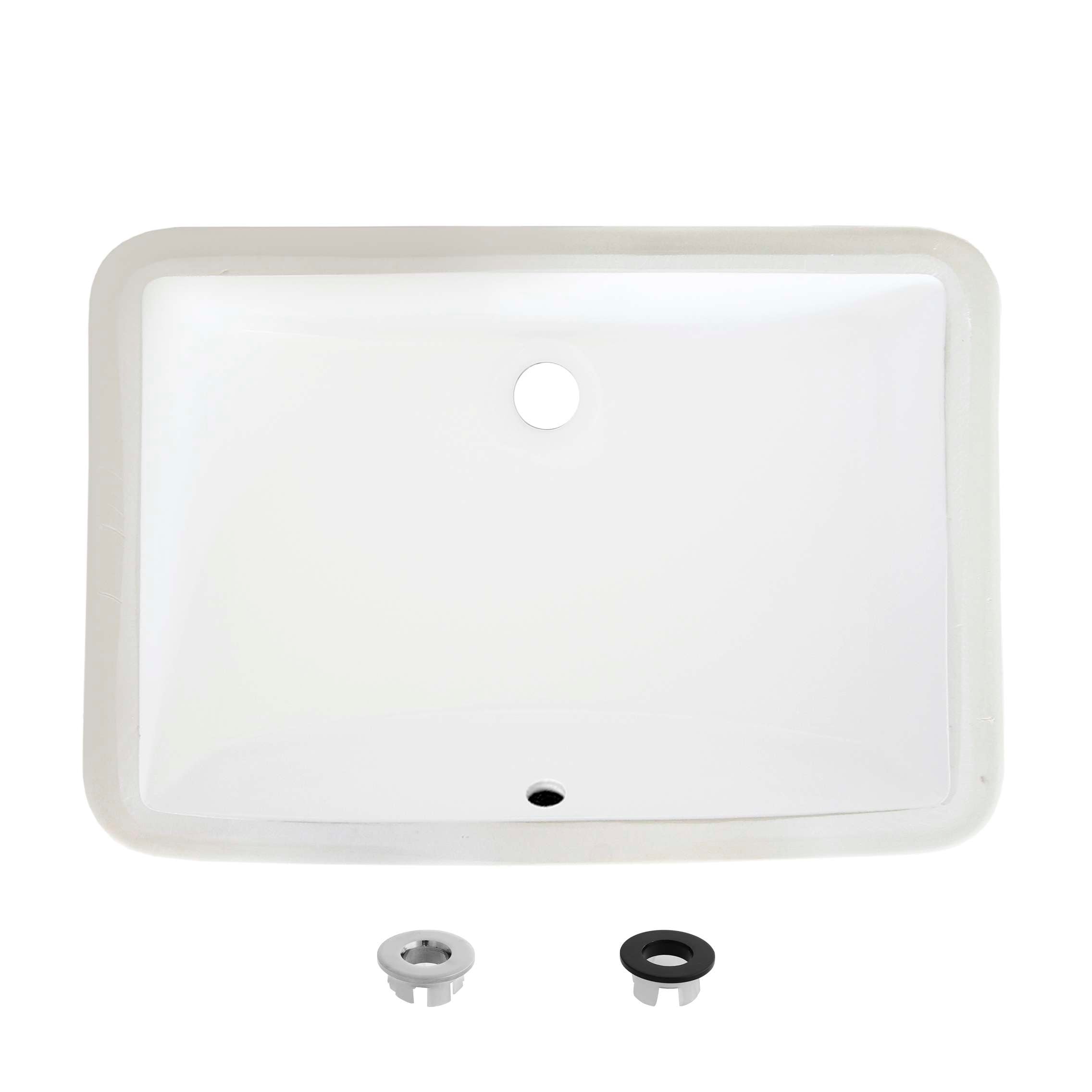Porcelain Rectangular 21 Inch Undermount Bathroom Sink With Overflow