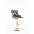 21.3 In. H Gray Finish High Back Metal Bar Stool With Faux Leather Square Seat Set Of 2