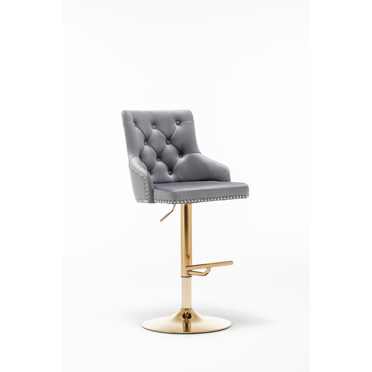 21.3 In. H Gray Finish High Back Metal Bar Stool With Faux Leather Square Seat Set Of 2