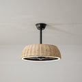 21.3 W Indoor Boho Woven Rattan Matte Black With Abs Blades Remote Control 3 Color Dimmable Led Ceiling Fan Light