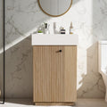 21.6 Compact Modern Bathroom Vanity With Ceramic Sink Soft Close Door Side Storage Rack Tissue Holder